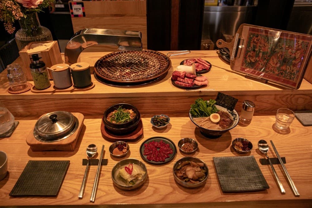 Doma 한 상 — 라멘, 한우, 와인 (Anguk Korean BBQ + ramen tablescape)