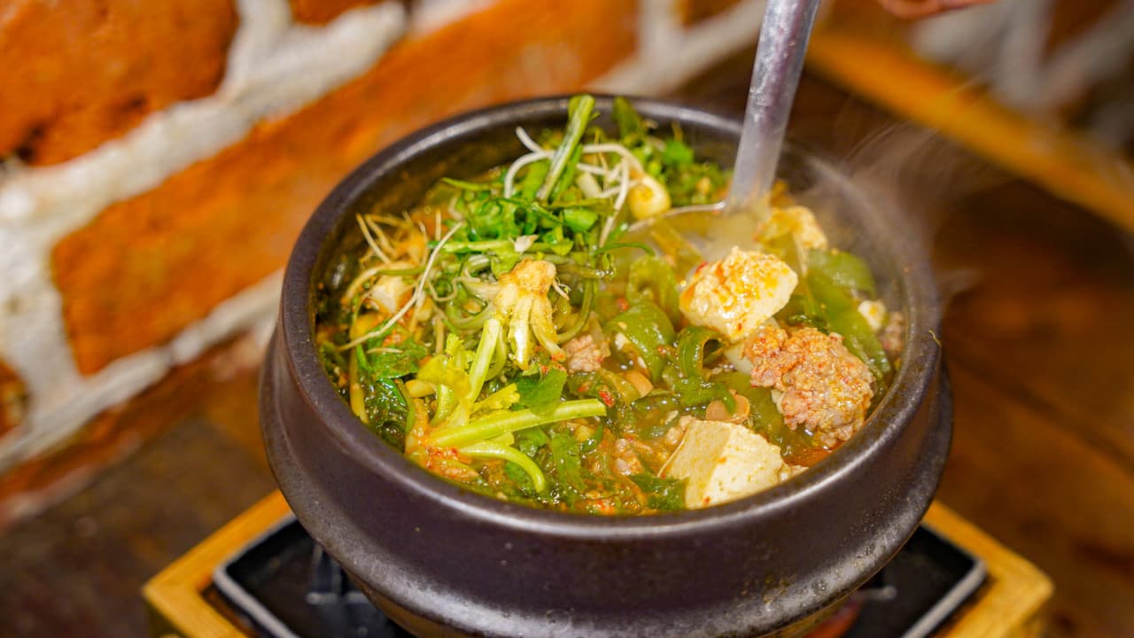 마약된장찌개 (고기 주문 시) — Doma set menu